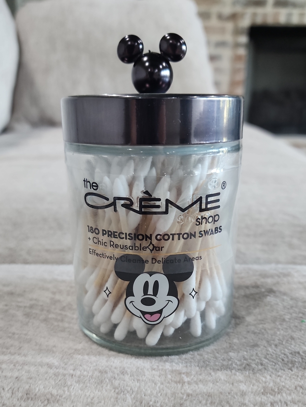 NWT The Creme Shop 180 Cotton Swabs And Mickey Mouse Jar